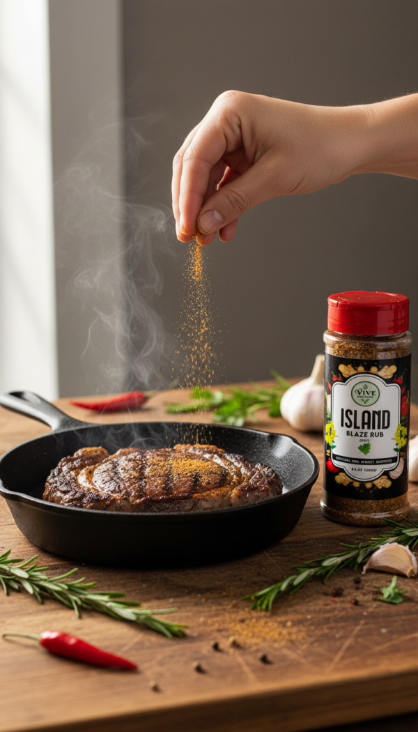 Vive Natural All Natural Seasoning Gluten-Free Chicken Steak Ribs Brisket (8.4 oz (240g), Island Blaze Spicy Rub)